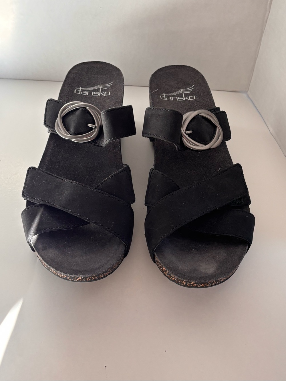 Dansko Black Suede Slide Sandals with Silver Buckle Women’s US 6.5-7, EU 37